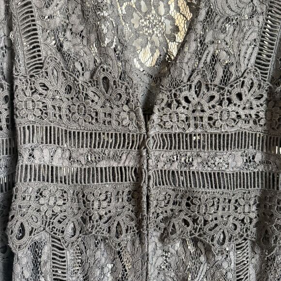 Boston Proper Black Lace Bell Sleeve Duster Cardigan Whimsy Goth Faerie Witchy - Picture 6 of 16